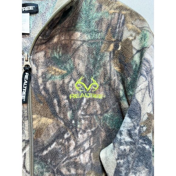 Realtree Men Full Zip Fleece Jacket Medium Brown Camo Hunting Outdoors Mock Neck - Picture 3 of 12